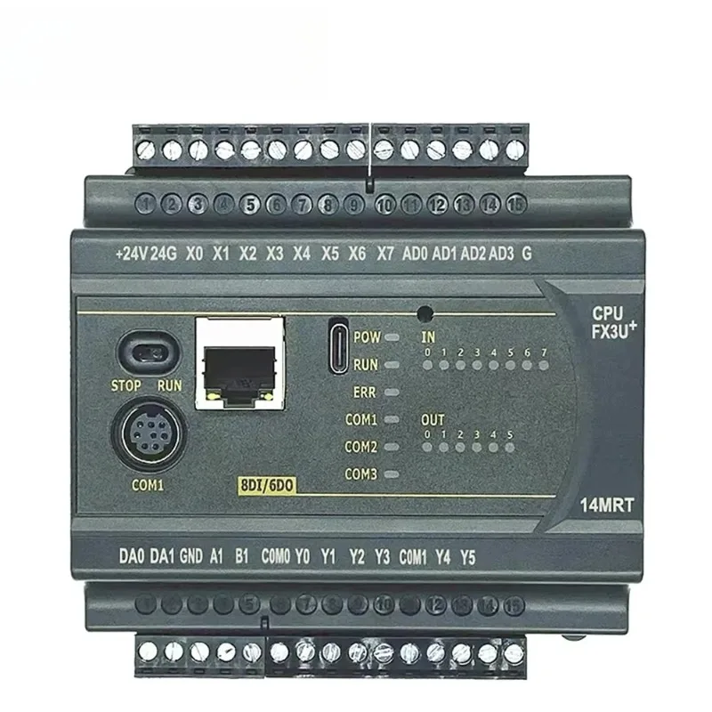 FX3U 14 20 24 32 MR MT MRT 6CH 0-10V Analog Input RS485 MODBUS Weight Sensor Input Self Tuning NTC 10K Ethernet