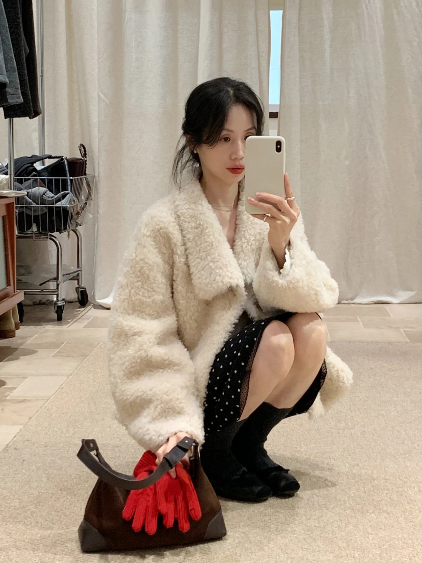 

Korean Sle Wool And Fur ort Coat Women's Warmth Collar Flip Autumn Winter New Arrival Cact Size Ladies Faion Outerwear