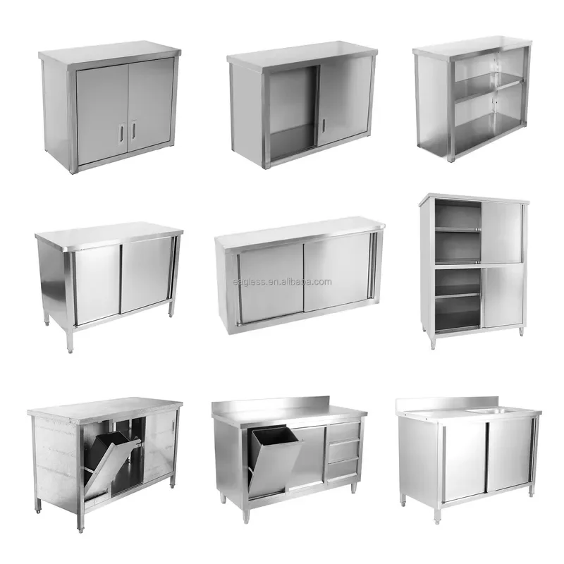 for New square  restaurant stainless steel workbench with rear baffle with sink and cabinet