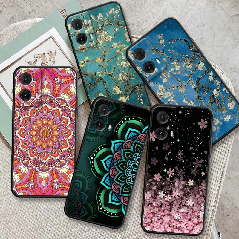 

Artistic Flower Design Phone Case For Motorola G85 Edge 50 G24 G35 G14 G04 40 G72 G34 G31 G Stylus G54 G13 G32 5G Black