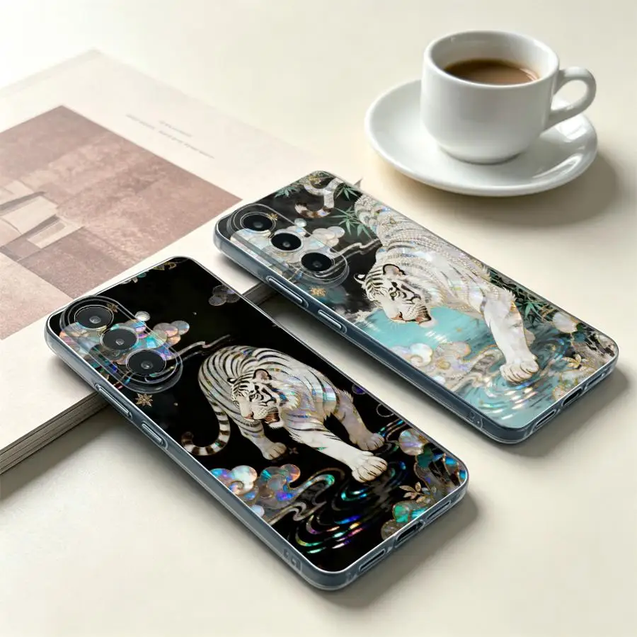 White Tiger Case for Samsung Galaxy A54 A15 A33 A52 A55 A23 A34 A35 A56 A50 A26 A24 A25 A51 A52 A31 A14 A16 A36 A27 Phone Cover