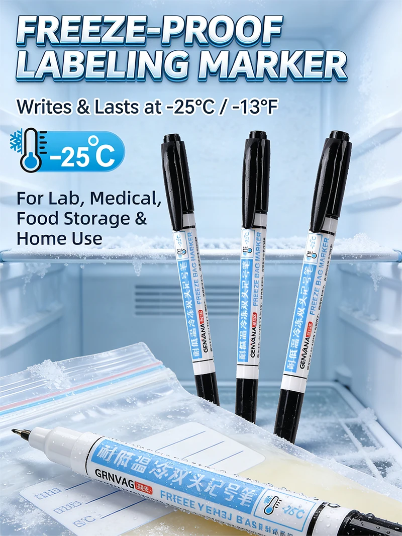 

Laboratory Cryo Marker- Dual Tip (1.0mm & 0.5mm) Freezer-Safe Pen for Tube & Sample Labeling - Waterproof, Ethanol-Resistant &