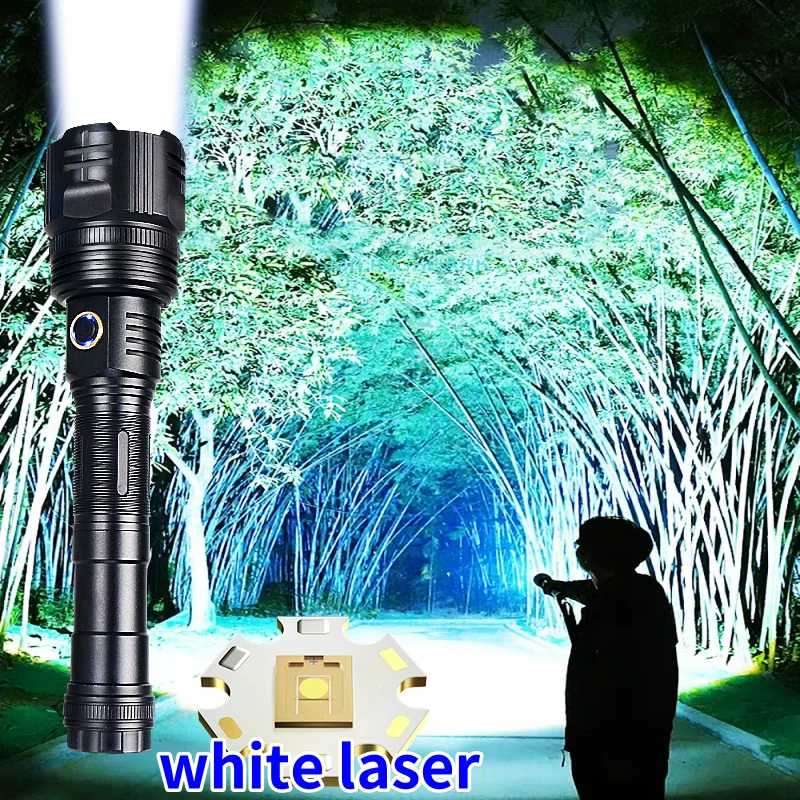 New 12000mAh White Laser Flashlights 1000000LM Ultra Powerful Flashlight Zoom USB Rechargeable Lantern Outdoor Camping Torch