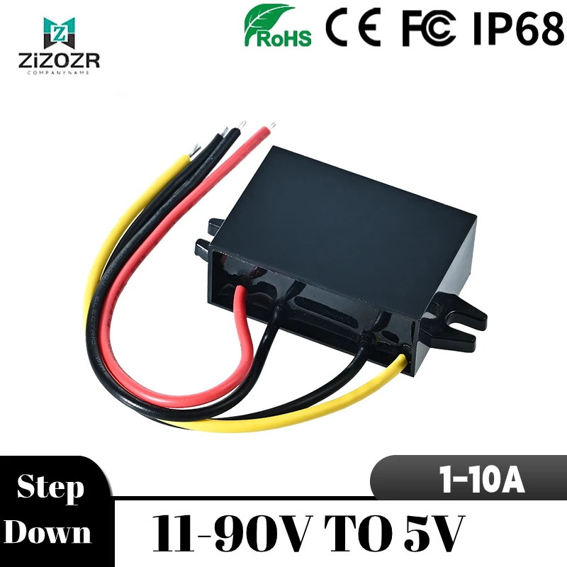 11-90V 24V 48V to 5V 1A 2A 3A 5A 10A Voltage Reducer DC-DC Power Converter 24V to 5V Buck Car Charging Adapter Voltage Regulator