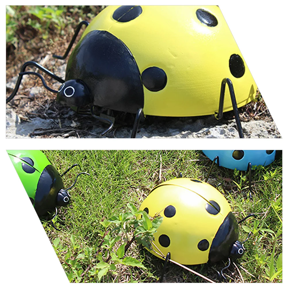 Outdoor Decoration Seven Star Ladybug Ornament Garden Decorations Yellow Iron Holiday Gift