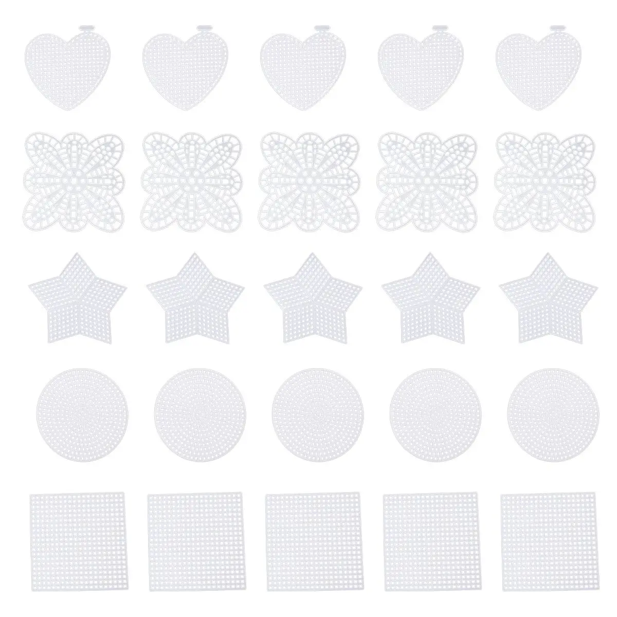 

50 Pcs Heart Shaped Premium Quality Plastic Canvas Sheets Cross Stitch Mesh Set For Diy Sewing Accessories Weaving