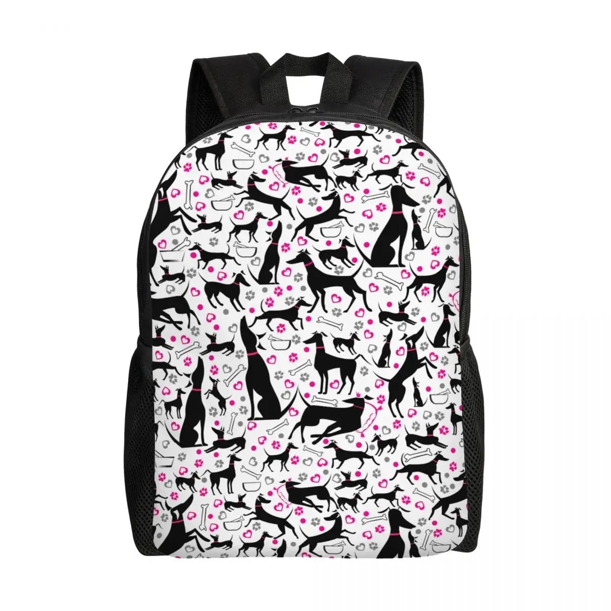 대학 학교 가방을위한 맞춤형 이탈리아 그레이하운드 패턴 배낭 여성 남성 캐주얼 Bookbag