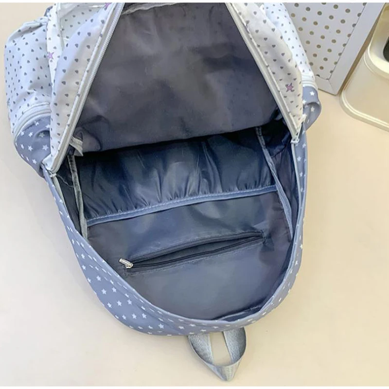 Modischer Rucksack mit transparentem Sichtfenster, großes Fassungsvermögen, gepunktete Schultasche für Teenager-Mädchen, leichte Büchertasche – Detail 5