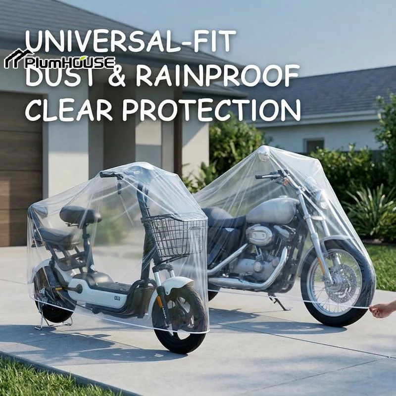 Motorcycle Cover Thickened Transparent Protective Cover All Seasons Outdoor Waterproof Bicycle Scooter Rain Dust Cover
