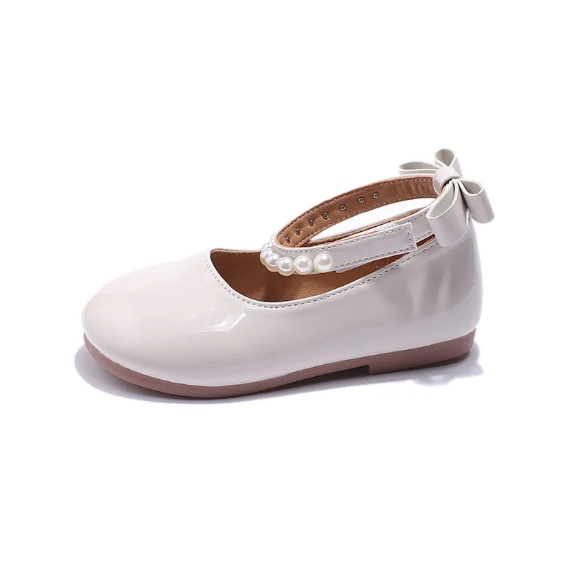 Zapatos de princesa para niña, calzado de primavera y otoño, con perlas, de suela suave, novedad de 2024