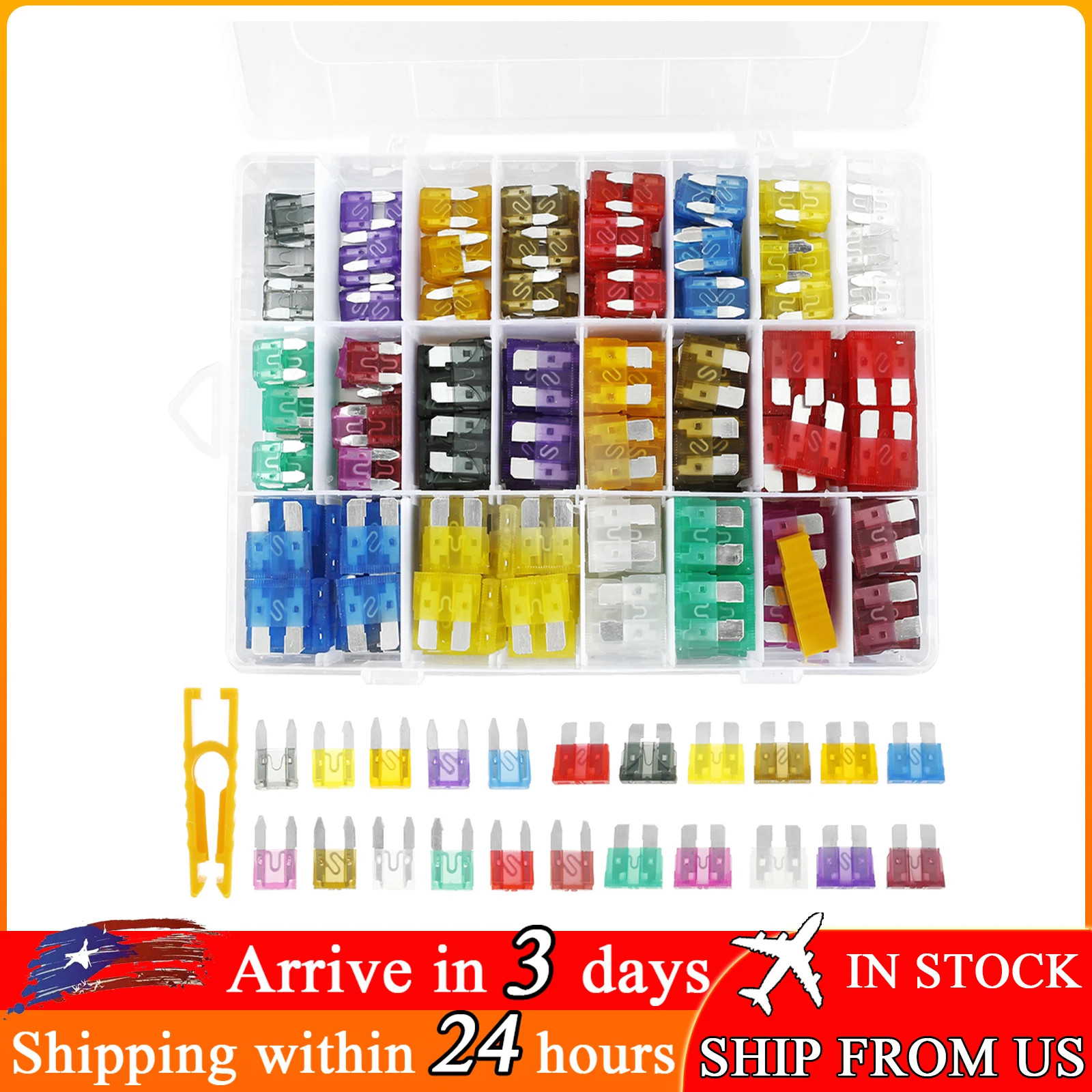 4SET Car Fuse Blade Fuses Kit Auto Truck Standard Mini Blade Assorted 2/3/5/7.5/10/15/20/25/30/35/40A Fuse Auto Accessories