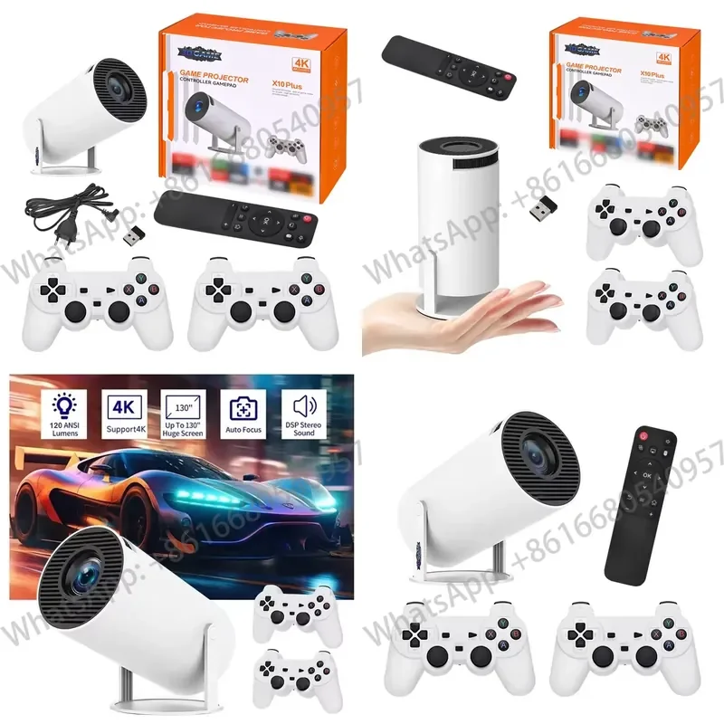 X10 Plus Game Projector 4K 8GB 10000 Games Android 11 Wifi Video Game Console Portable Home Theatre Video HY300 Projectors
