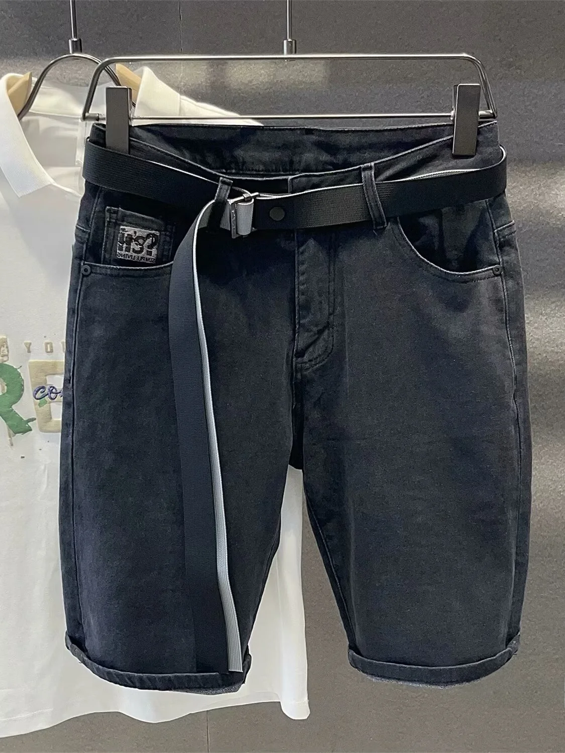 Summer Washed Men's Casual Loose Fit Thin Denim Shorts Trendy Brand Five-Point Pants Comfortable Elastic Mid-Waist Jeans