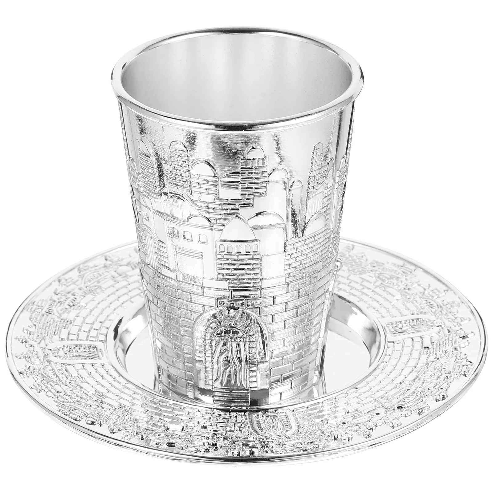 

Prayer Cup Set Silver Plated Havdalah Glasses Metal Desktop Holy Zinc Alloy Judaica Shabbat Gift Option