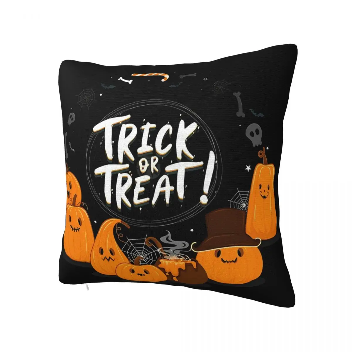 Trick Or Treat Cute Halloween Pumpkims Pillowcase Soft Cushion Cover Decorative Throw Pillow Case Cover Living Room Square 40X40