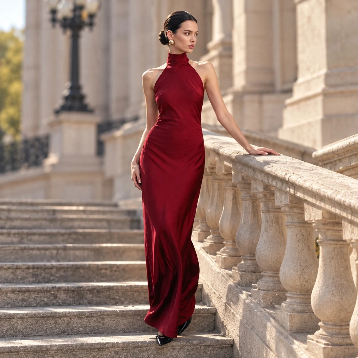 Backless Open Back Dress Straight Cut Elegant Mermaid Silhouette Low Waist Party Dress for Women with Vintage Date Travel Autumn