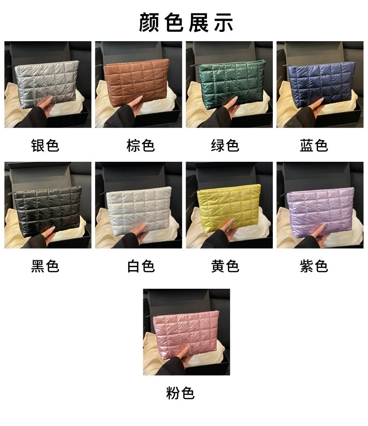 Make-up-Organizer-Tasche mit großer Kapazität, einfarbig, Reise-Kosmetiktasche für Damen, Kosmetiktasche, gepolsterte, gesteppte Make-up-Aufbewahrungstasche – Detail 1