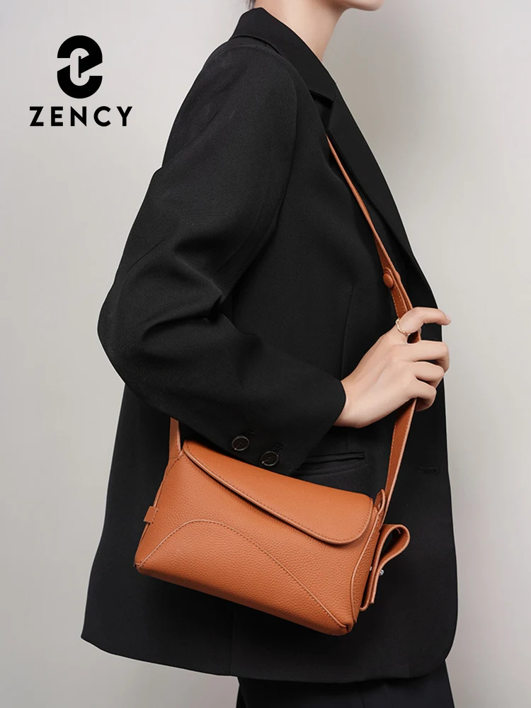 Zency 100% Real Leather For Female Small Crossbody Bag Fashion Designer Shoulder New White Black Brown Women Underarm Pillow Bag