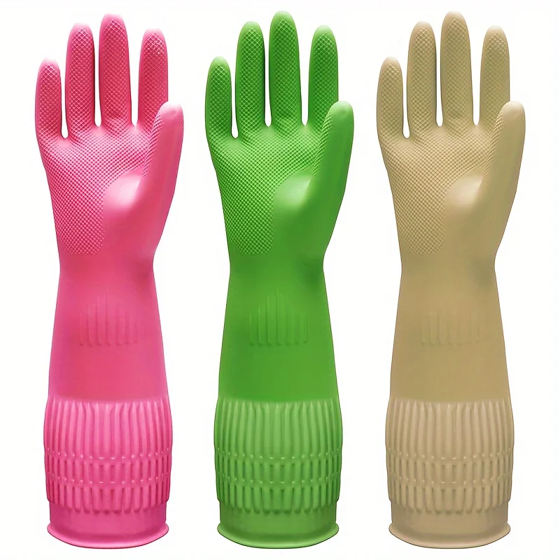 Cleaning Gloves 1 Pair Premium Household Waterproof Kitchen Dishwashing Non-Slip Durable Laundry Cleaning Supplies Tools