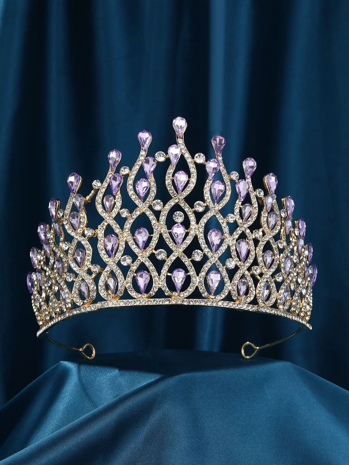 Luxury Bridal Crystal Crown Baroque Mori Rhinestone Tiara Wedding Hair Accessories Queen Headpiece