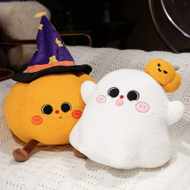 Engraçado branco fantasma abóbora travesseiro de pelúcia com pernas decoração de festa de halloween pele-friendly plushie almofada presente de aniversário
