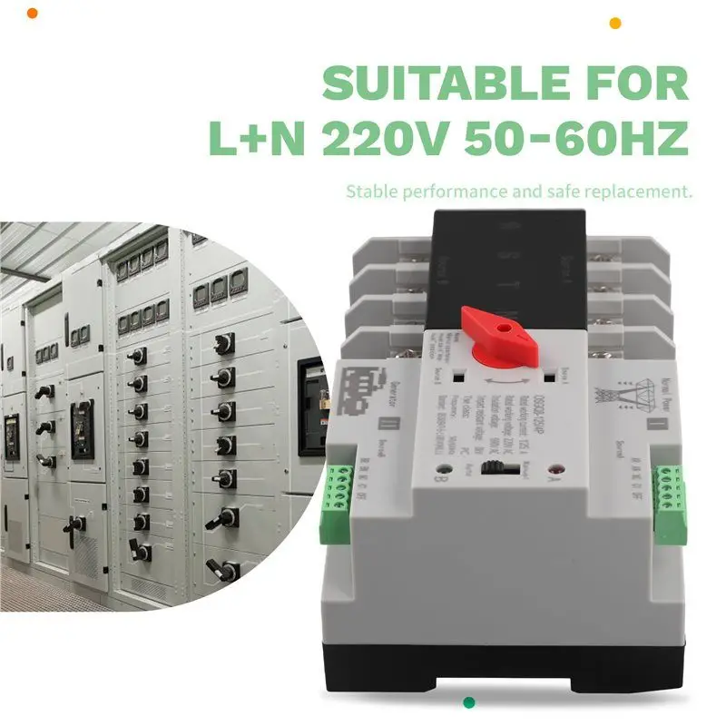 -November Automatic Transfer Switch 2P 125A Single Phase Din Rail ATS AC 220V Dual Power Uninterrupted Electrical Selector