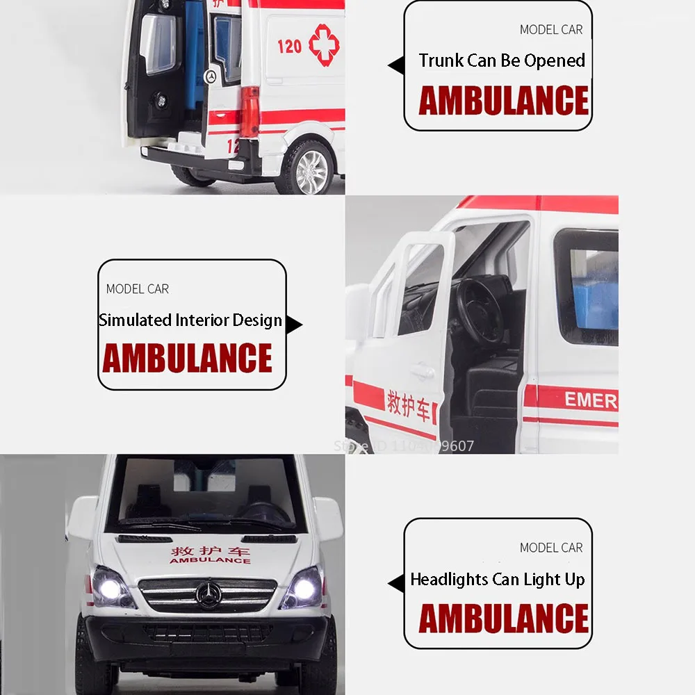 1:36 スケール市救急車モデルおもちゃの車合金ダイキャスト SWAT 車プルバックサウンドライトドアオープン警察車両男の子のためのギフト