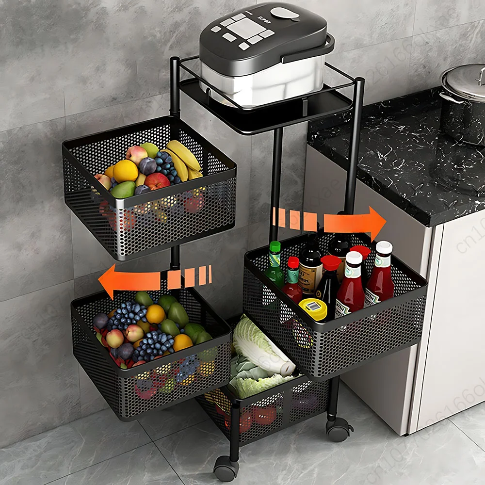 Bathroom Shelves Kitchen Vegetable Basket Storage Rack  Floor Multi-layer Fruit Storage Rack  Multifunctional Storage Rack