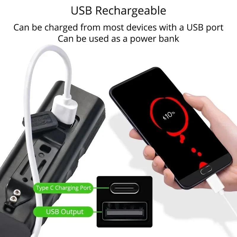 BUCKKub-enquêter avant longue portée pour vélo, aste par USB, 3000 lador, 10000mAh, étanche, accessoires d\'éclairage pour cycles