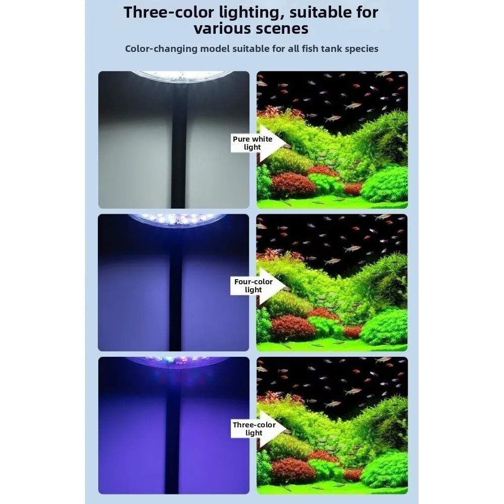 

Waterproof LED Aquarium Light 3 Color Modes Eye-friendly Aquatic Plant Light 90 Degree Smart Control Fish Tank Clip Lamp