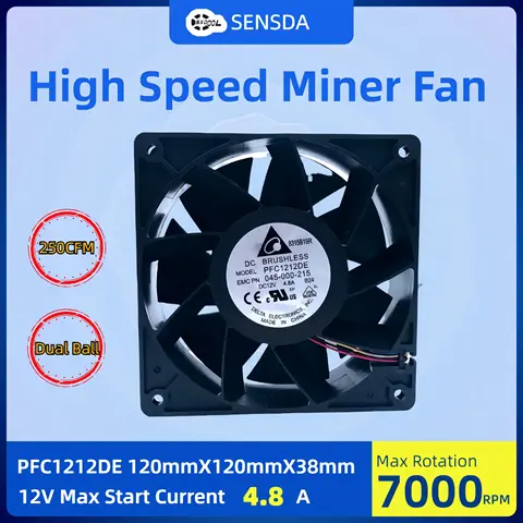 High-Speed 120mm Delta Cooling Fan 7000RPM for Electronics SXDOOL