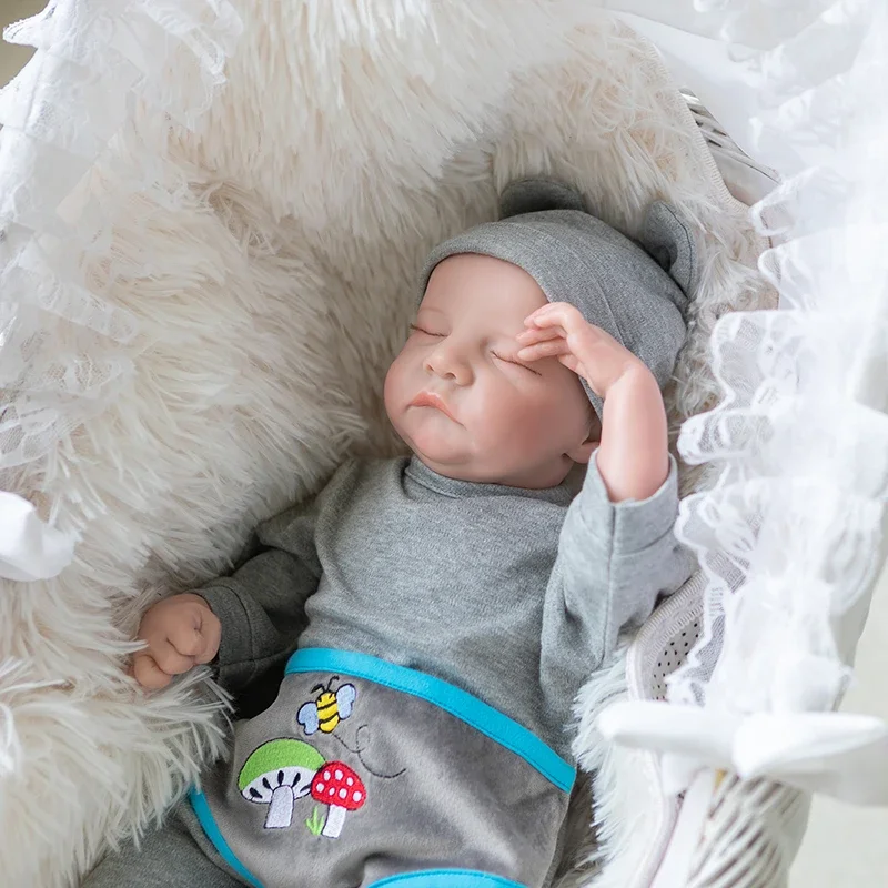 18inch Silicone baby doll Reborn Boy Levi Newborn Sleeping Baby Kids Toys Hand Detailed Painting 3D Skin with Visible Veins