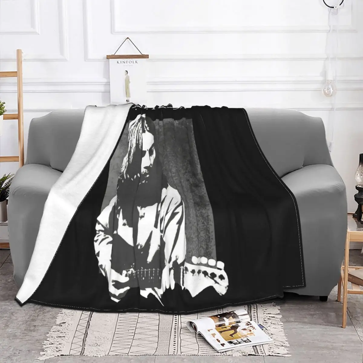 Official George Harrison Live Portrait Brainwashed Dark Horse Cloud Nine Throw Blanket