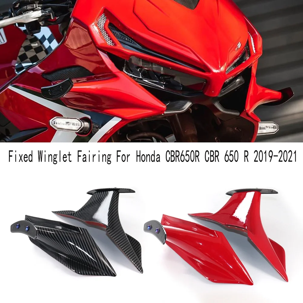 Motorcycle Fairing Kit Aerodynamic Wing Fixed Winglet Fairing Wing Cover for CBR650R 2019-2021 Carbon Fiber