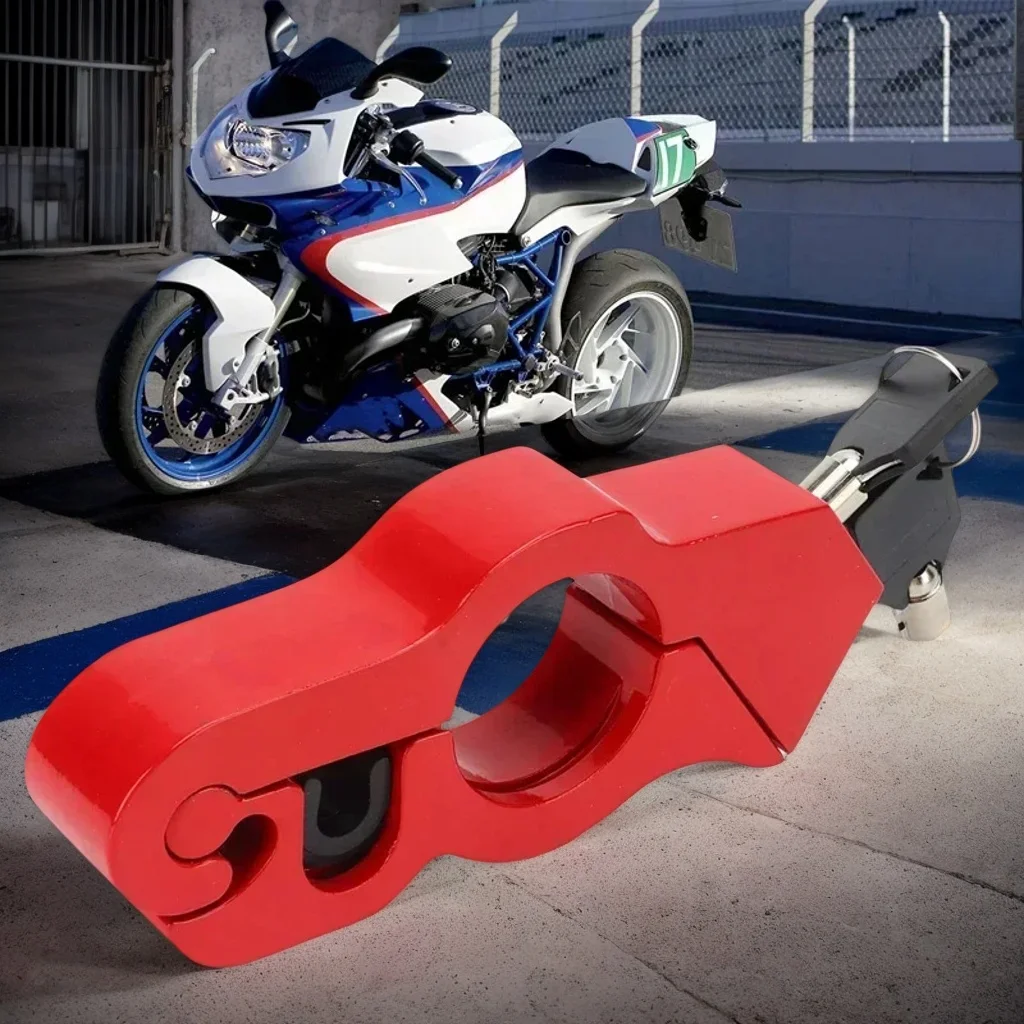 Motorcycle Handlebar Lock - Tamper Resistant Weatherproof Aluminum Alloy Anti-Theft Grip for Scooters & ATVs