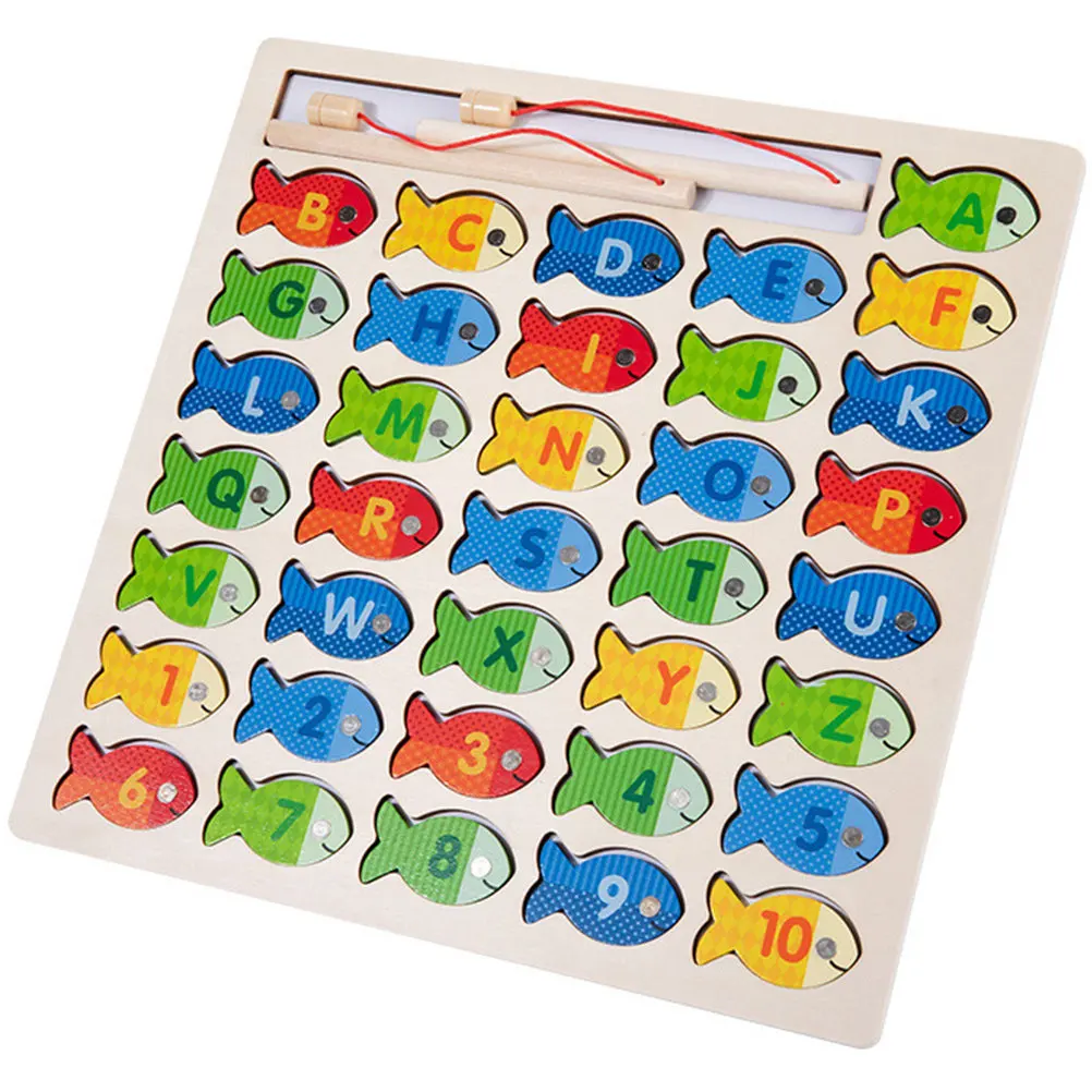 

1Set Wooden Magnetic Fishing Game Alphabet Number Learning Board Educational Activity for Toddlers 2-4 Years Fine Motor Skills
