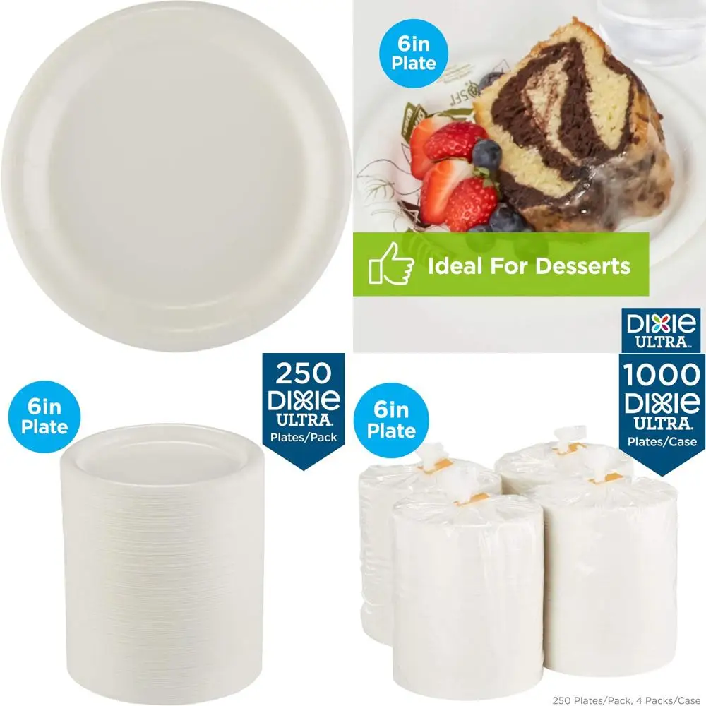 

Тяжелые белые бумажные тарелки, 1000 шт., 250 тарелок в упаковке, всего 4 упаковки, одноразовая посуда для крупных собраний.