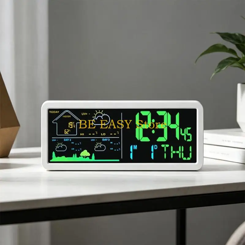 E28F Multifunctional Electronic Alarm Clock Displaying Outdoor Indoor Temperature Humidity