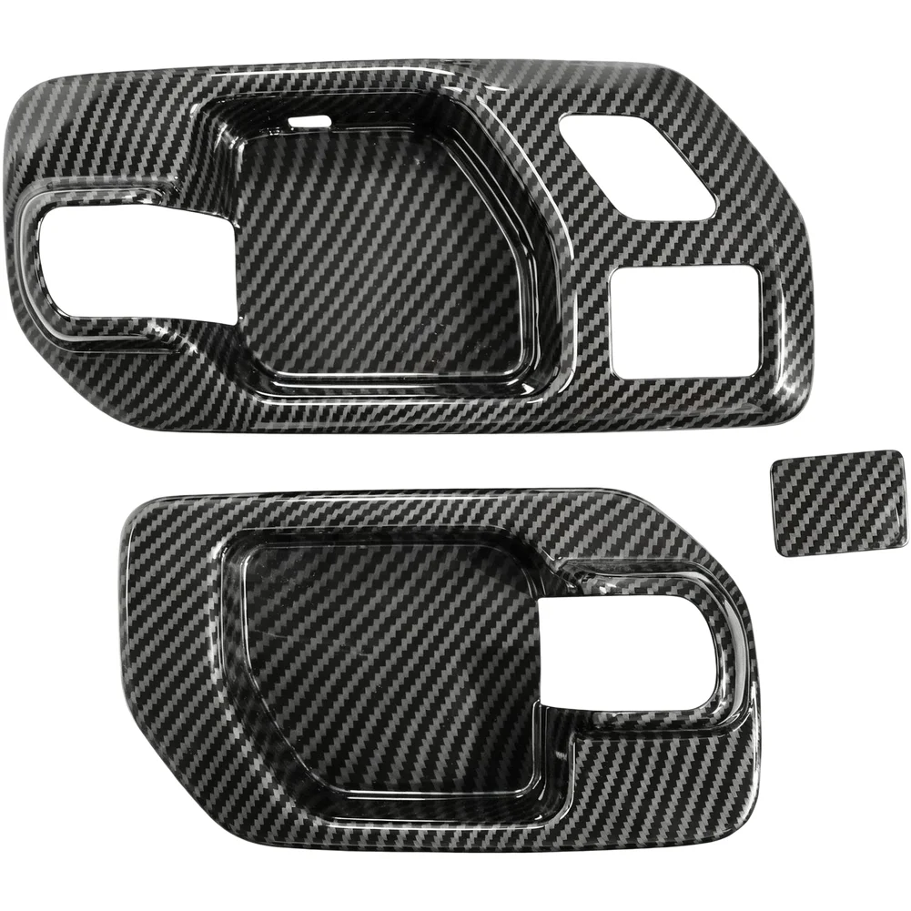 Carbon Fiber Appearance Door Handle Bowl Cover for Silverado For 1500 2019 2020 2021 2022 ABS Interior Trim Part