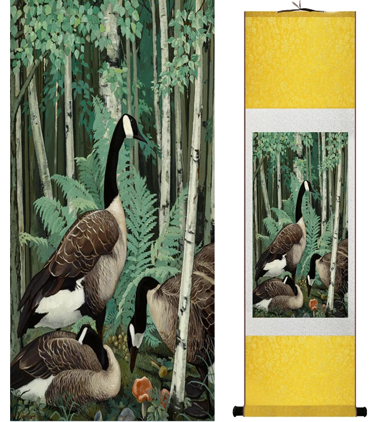 Ducks painting  Home Office Decoration Chinese scroll painting  traditional birds and flower painting  042114