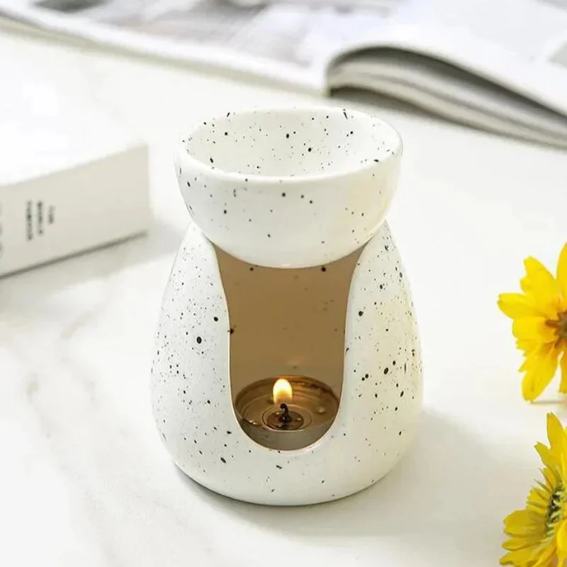 Nordic White Porcelain Essential Oil Furnance Aroma Burner Candle Holder Fragrance Lamp Simplicity Ceramics Home Decor Ornaments