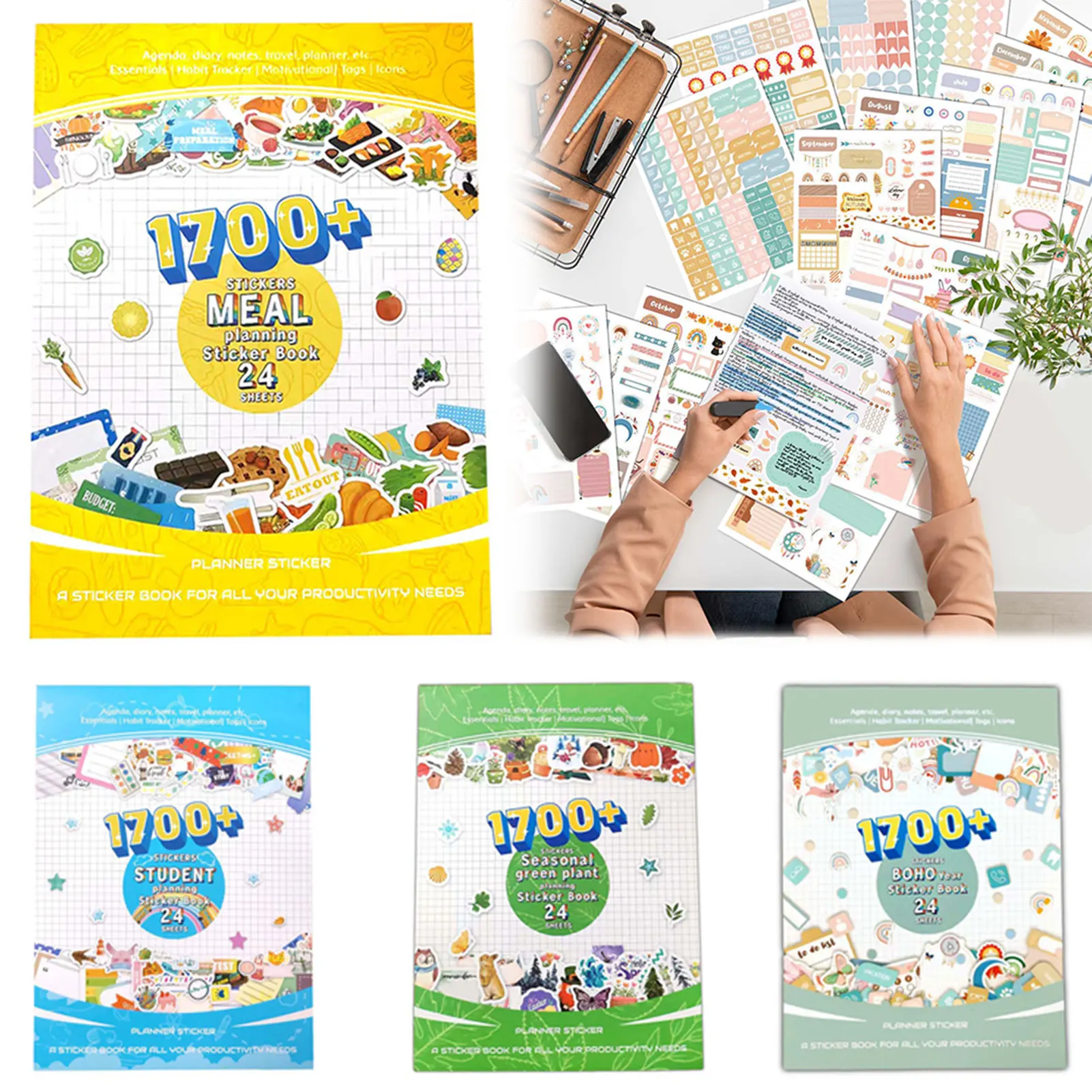 Boho Year Sticker Book 1700+ Stickers Boho Style Day Weekly Monthlys Planner Sticker Artistic Scrapbook