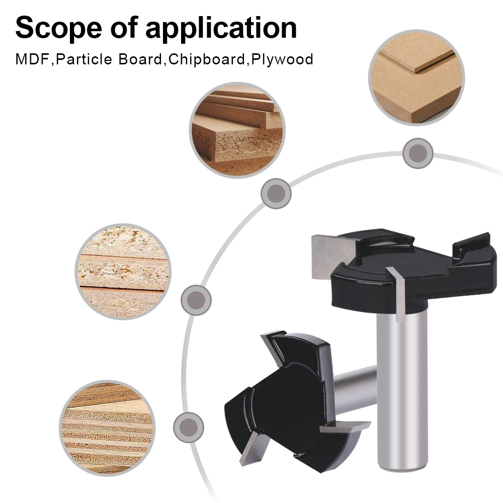 XCAN T-슬롯 라우터 비트 1/4″ 생크 3 톱니 슬래브 평탄화 라우터 비트 목공 라우터 비트