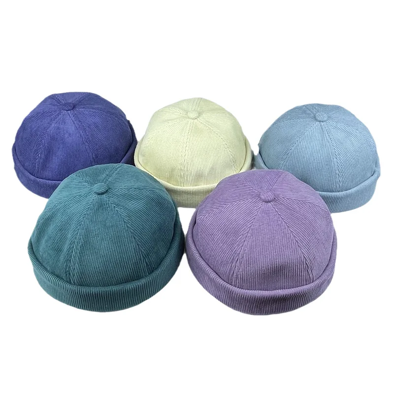 الصلبة اللون سروال قصير الحد الأدنى للجنسين Brimless قبعة يندبروف قبعة البطيخ الجلد القبعات، قبعات المالك، قبعات الهيب هوب، القبعات المستديرة #2