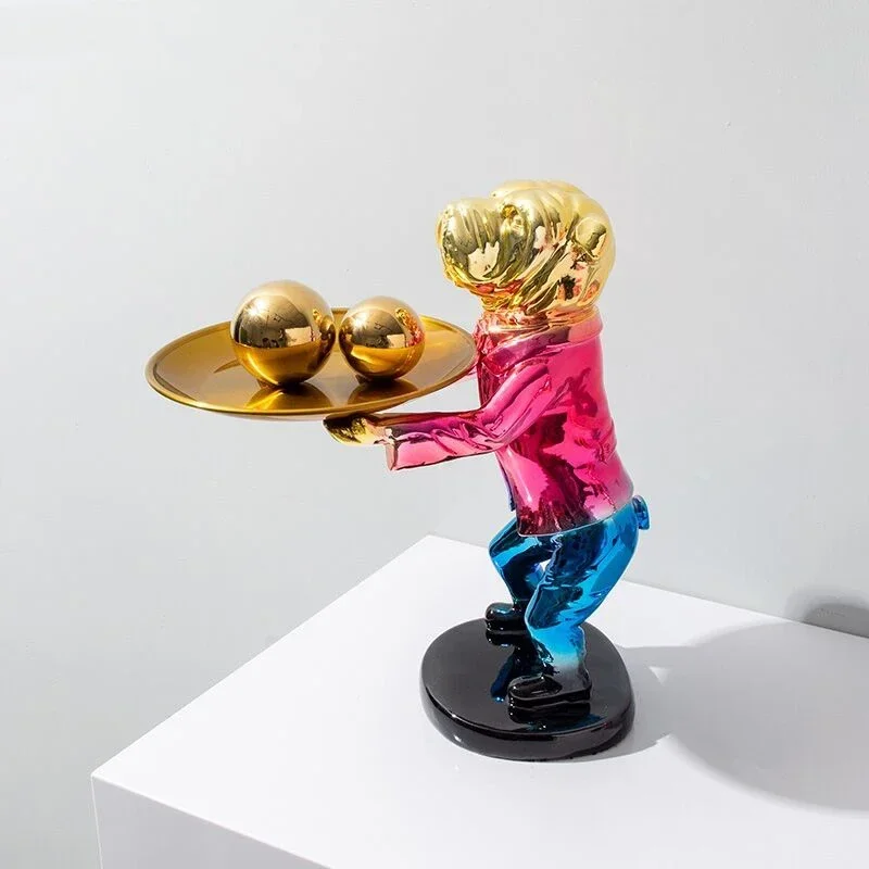 

Скандинавская фигурка домашнего декора, гальванический поднос для собаки, статуя, современное украшение для домашнего рабочего стола, статуя из смолы, скульптура, подарок для рукоделия