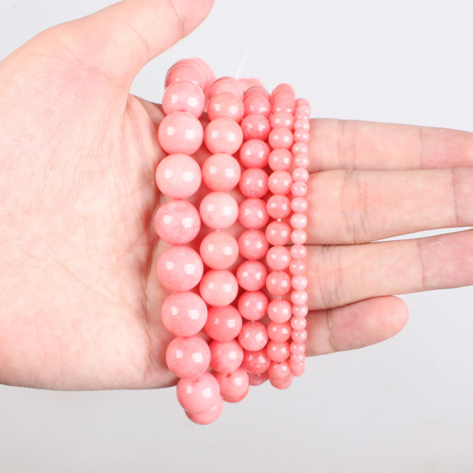 Natural Stone Beads Pink Chalcedony Rhodonite Round Loose Beads 4 6 8 10 12mm Beads For Bracelets Necklace Jewelry Making