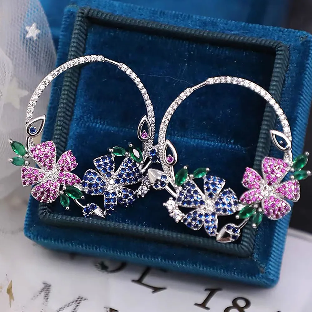 

Missvikki New Multicolor Flower Booms Dangle Earring For Women Wedding Party Indian Dubai Bridal Jewelry boucle d'oreille femme