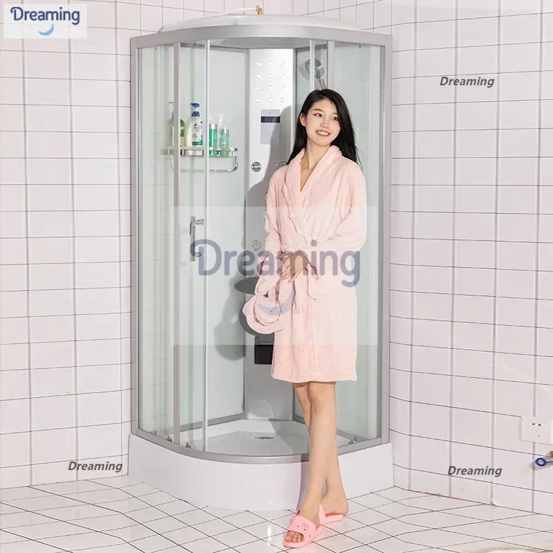 

Leopard dragon arc fan-shaped integral shower room shower room bathroom partition Internet celebrity bath artifact silver