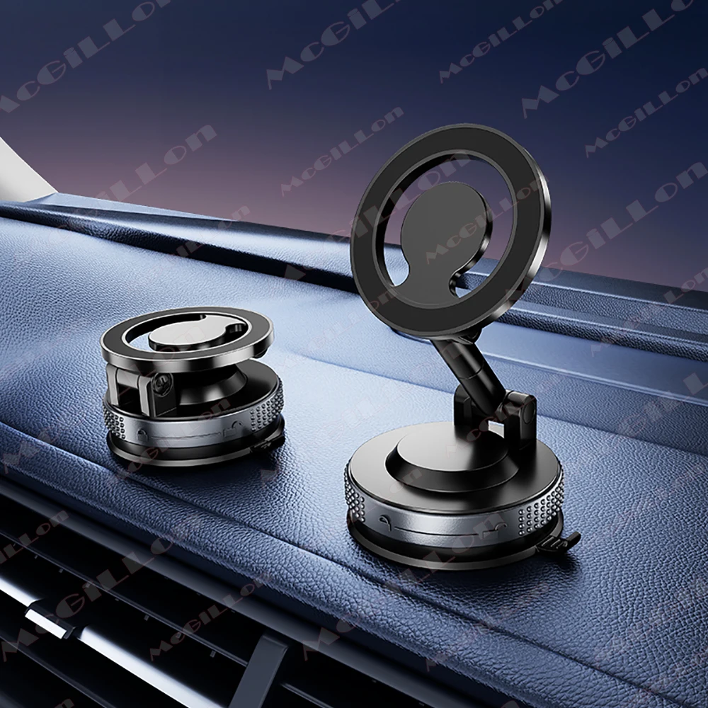 Car Phone Magnetic Stand Mechanical Vacuum Suction Cup Rotate 360° Magnetic Adsorption Bracket Navigation Universal Phone Holder
