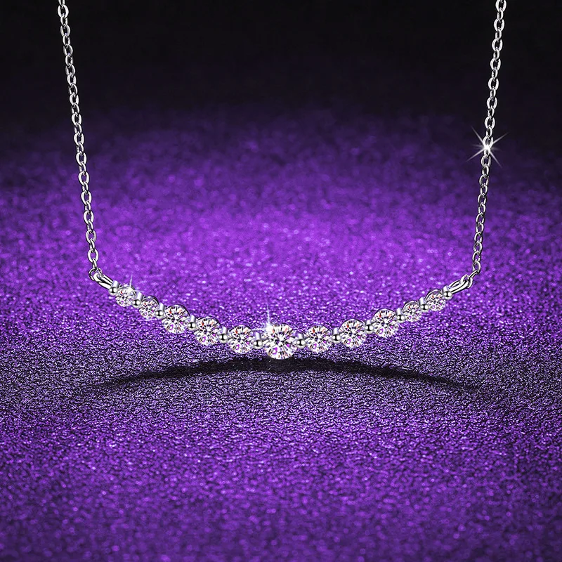 S925 Silver White Gold Plated 1.1CT D Color Moissanite Smiley Face Pendant Necklace for Women, Exquisite Jewelry. view 2